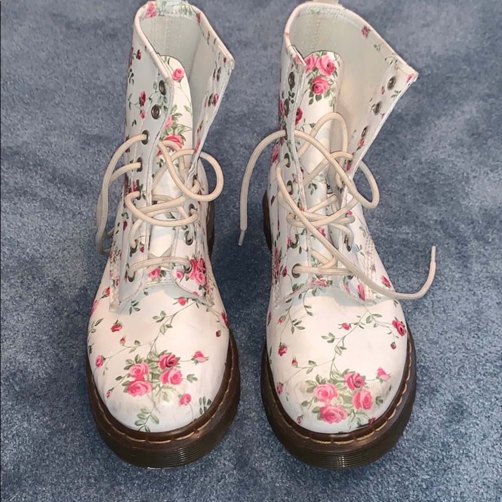 Dr Martens pink floral boots